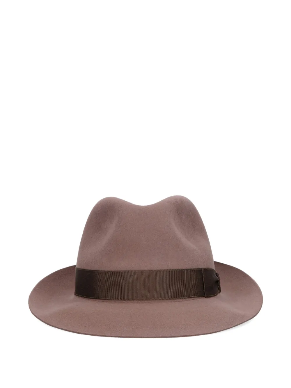 Borsalino ribbon-detailed felt hat - Bruin