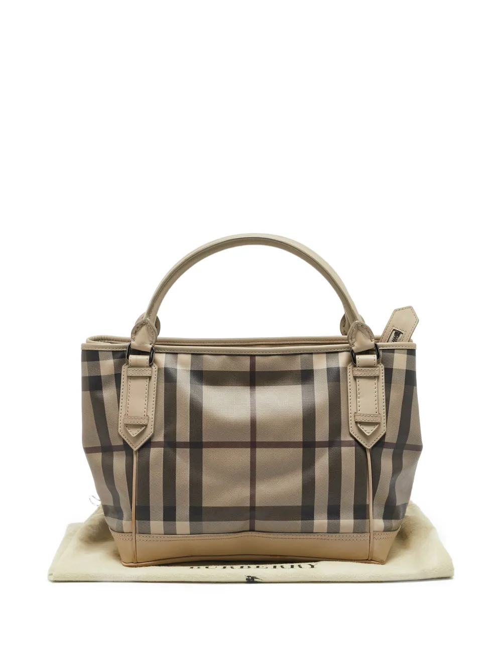 Pre-owned Burberry Check-pattern Tote Bag In Neutral