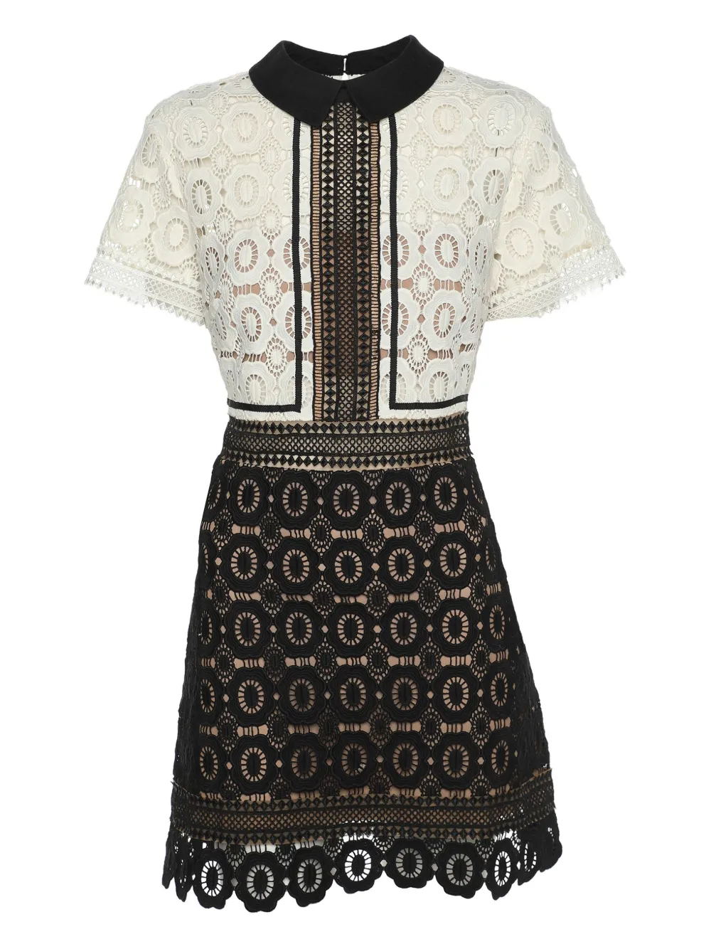 Self-Portrait robe courte à col claudine | blanc | Image 1