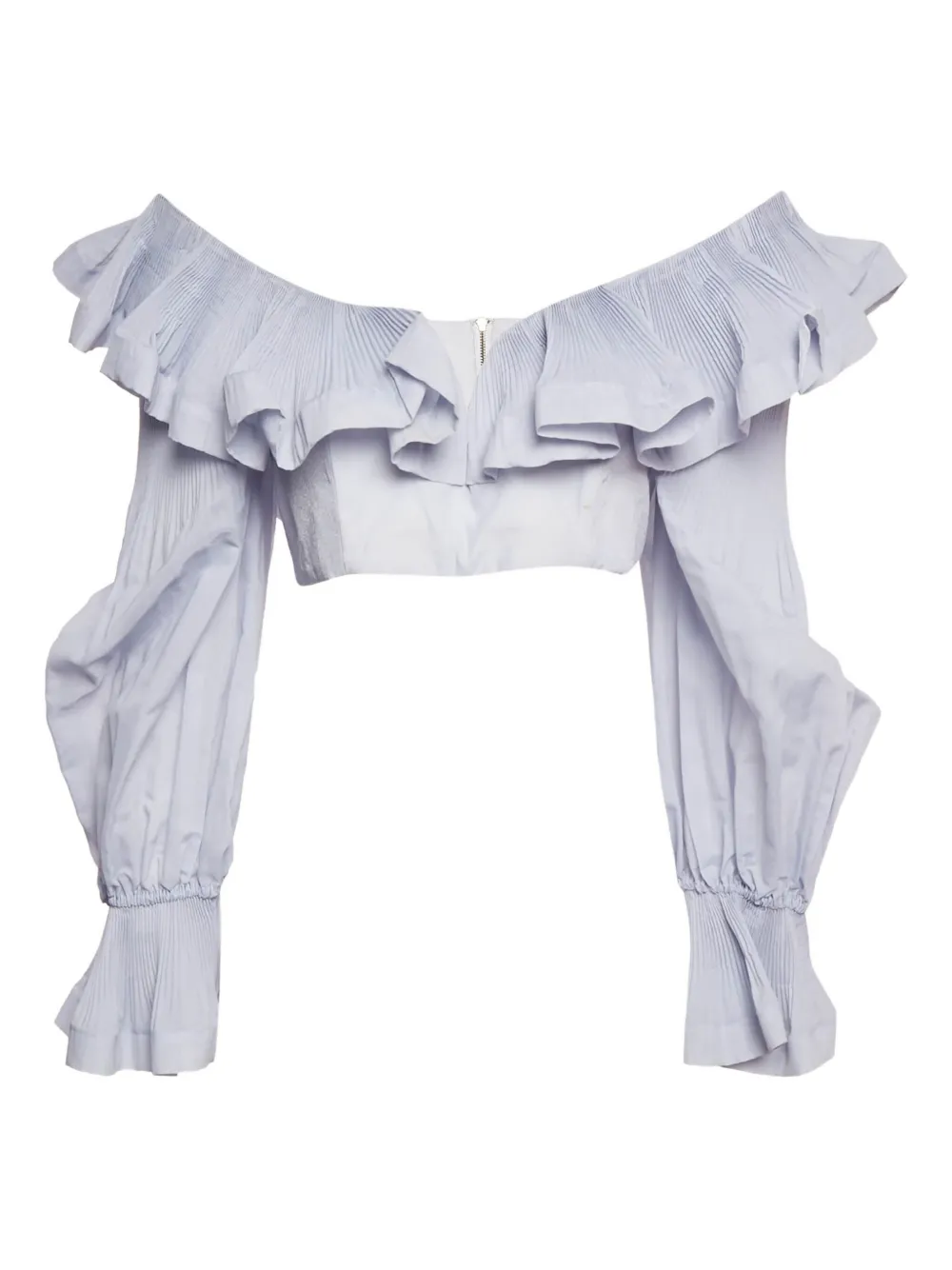 Pre-owned Zimmermann Pleated Ruffle Top In Blue