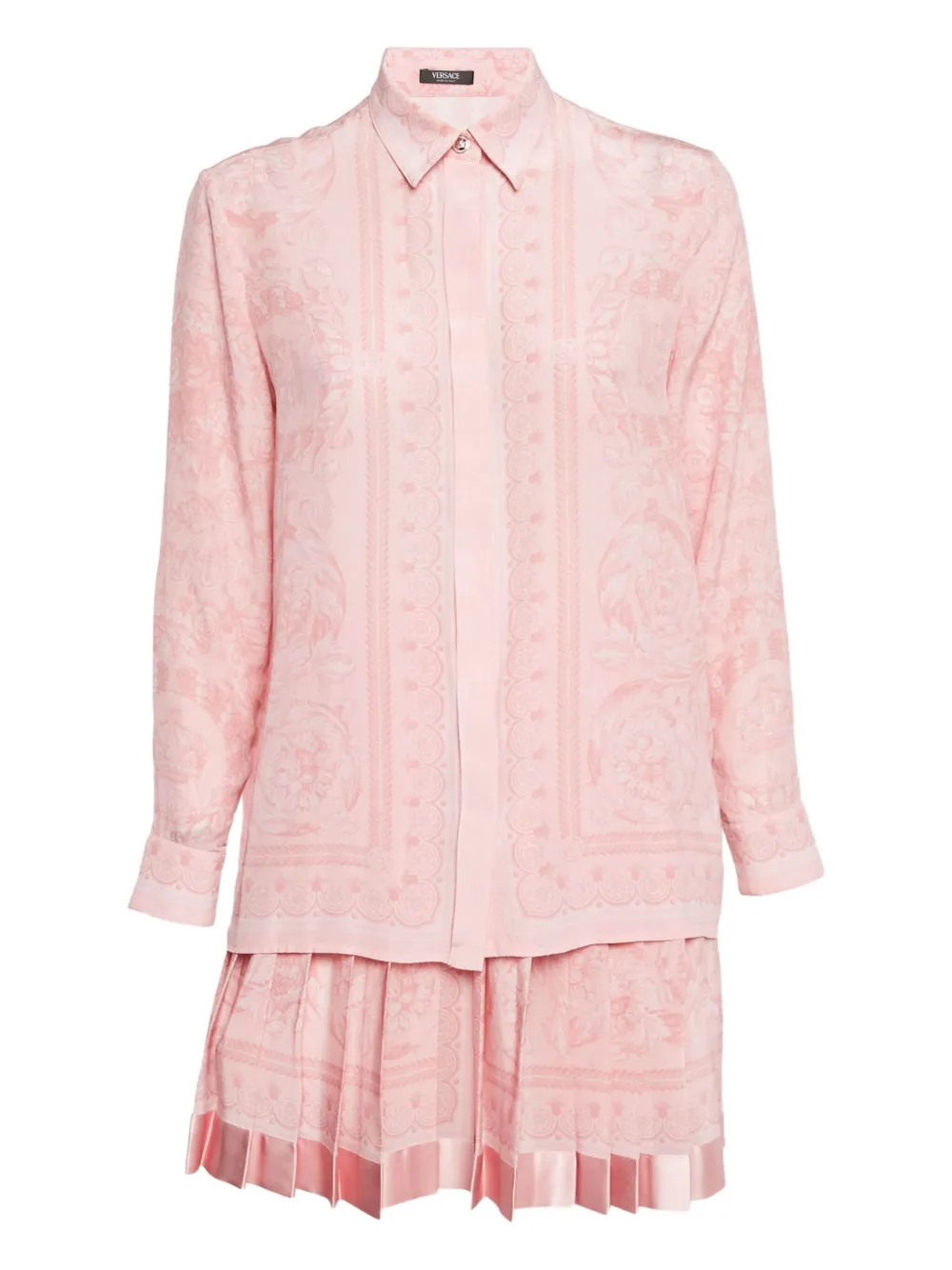 Pre-owned Versace Barocco-print Silk Suit In Pink