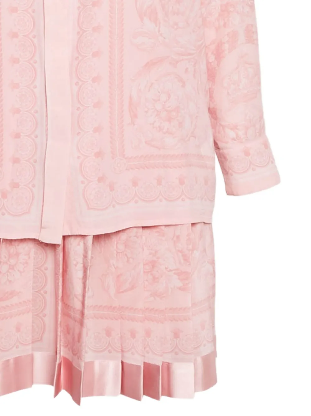 Pre-owned Versace Barocco-print Silk Suit In Pink