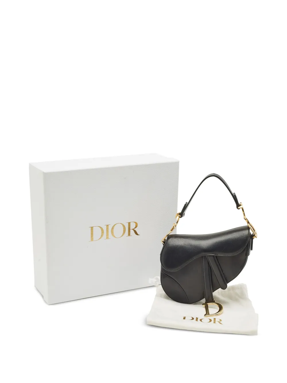Pre-owned Dior Mini Saddle Shoulder Bag In Black