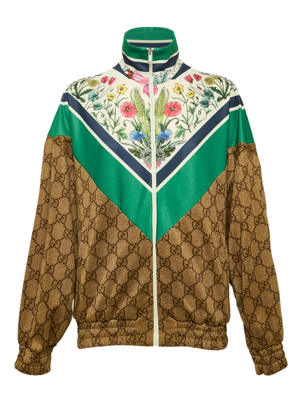 Pre-owned Gucci Floral Gg Track Jacket In Brown