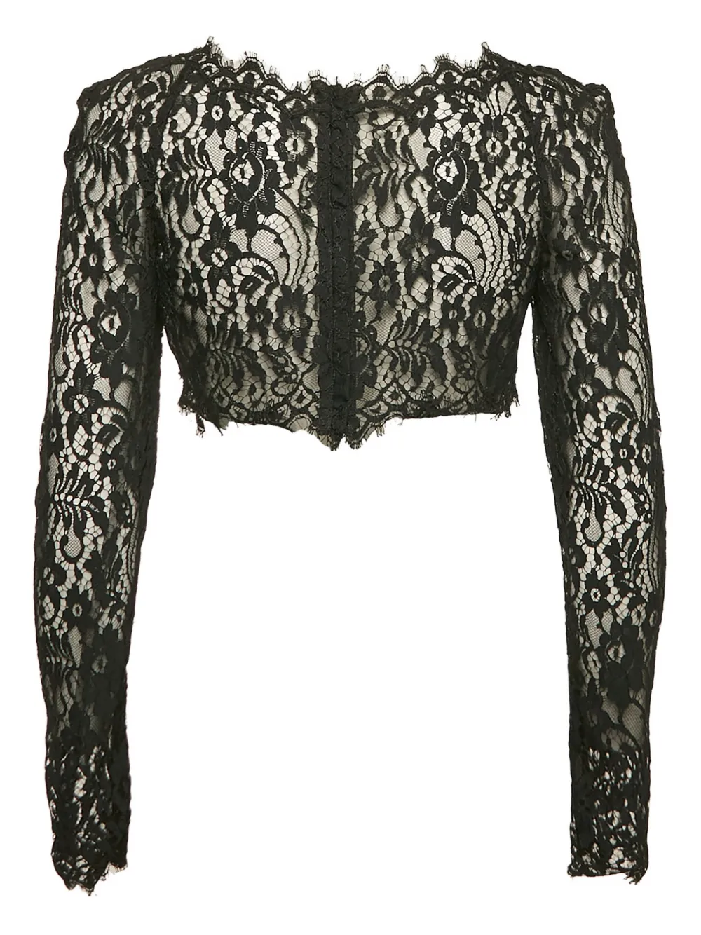 Pre-owned Dolce & Gabbana Lace Long-sleeve Top In Black