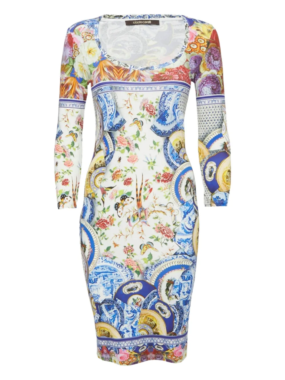 Roberto Cavalli Abito corto a fiori - Bianco