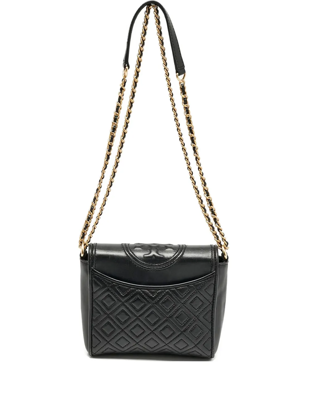 Pre-owned Tory Burch Fleming Shoulder Bag In Black