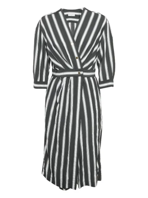 SANDRO stripe-pattern midi dress