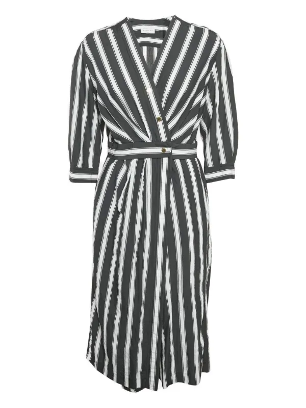 sandro striped midi dress SANDRO stripe-pattern Midi Dress | Black