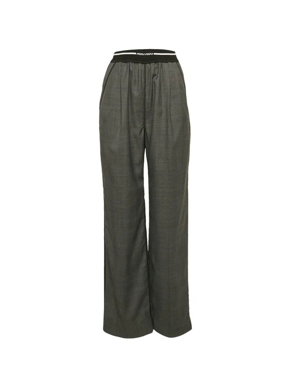 Miu Miu Pre-Owned Pantaloni con vita a coste - Grigio