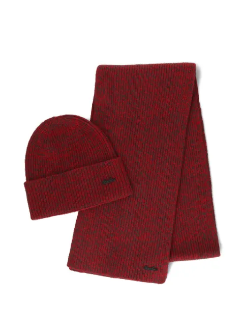 Borsalino logo-plaque ribbed beanie set