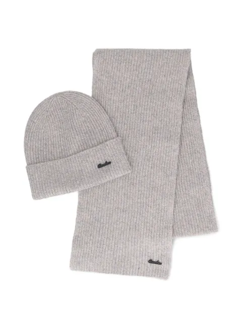 Borsalino virgin-wool beanie and scarf set