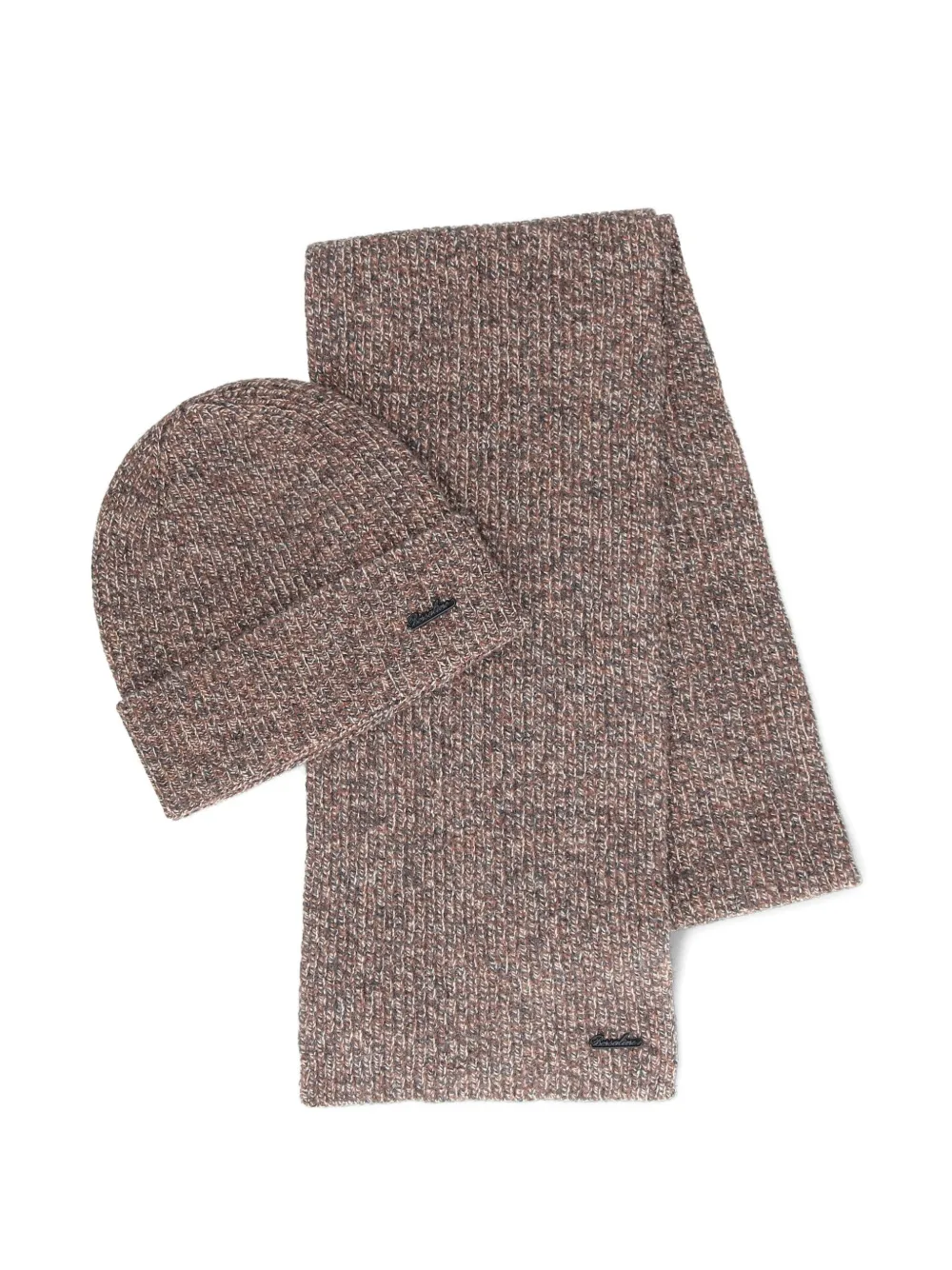 Borsalino Virgin Wool Beanie Set In Brown