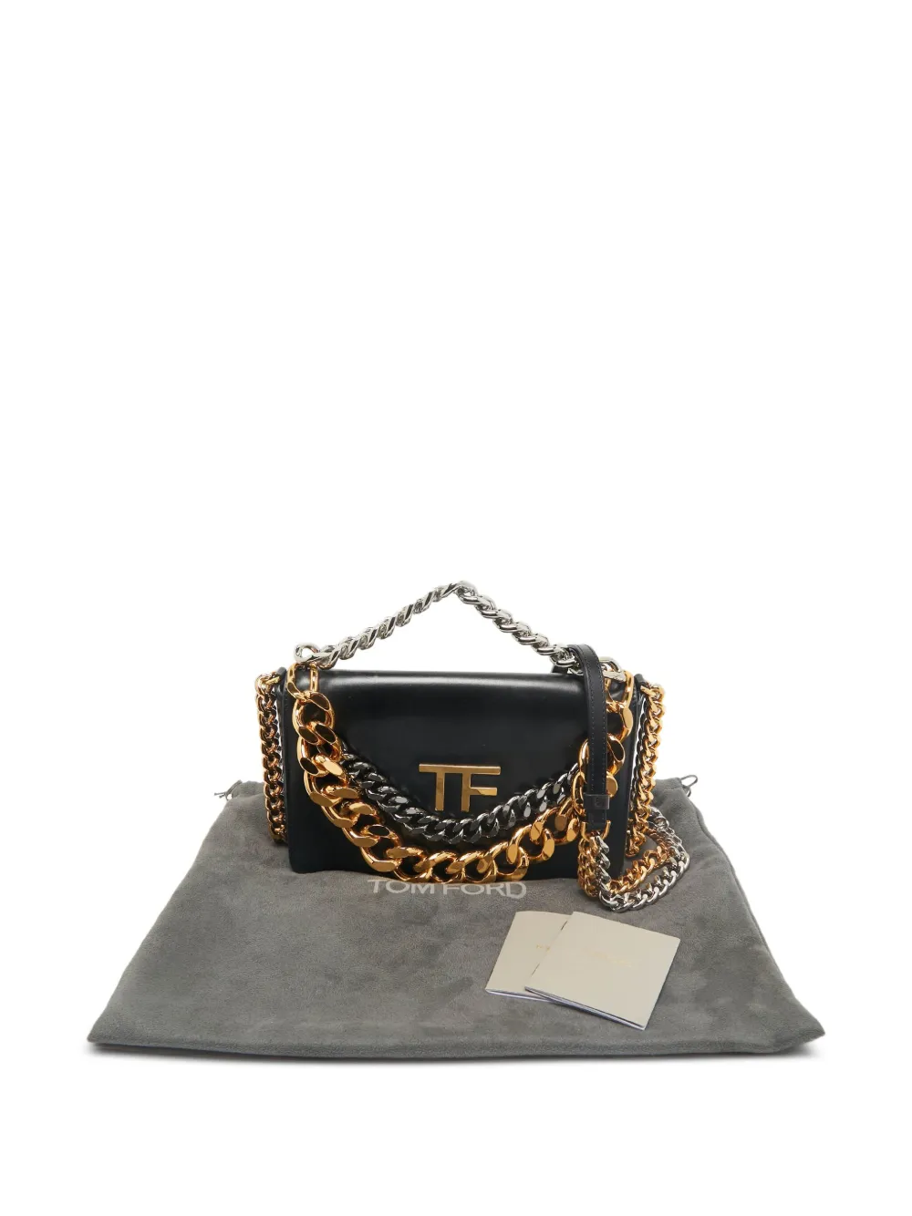 TOM FORD Pre-owned Leather Chain Shoulder Bag In Black