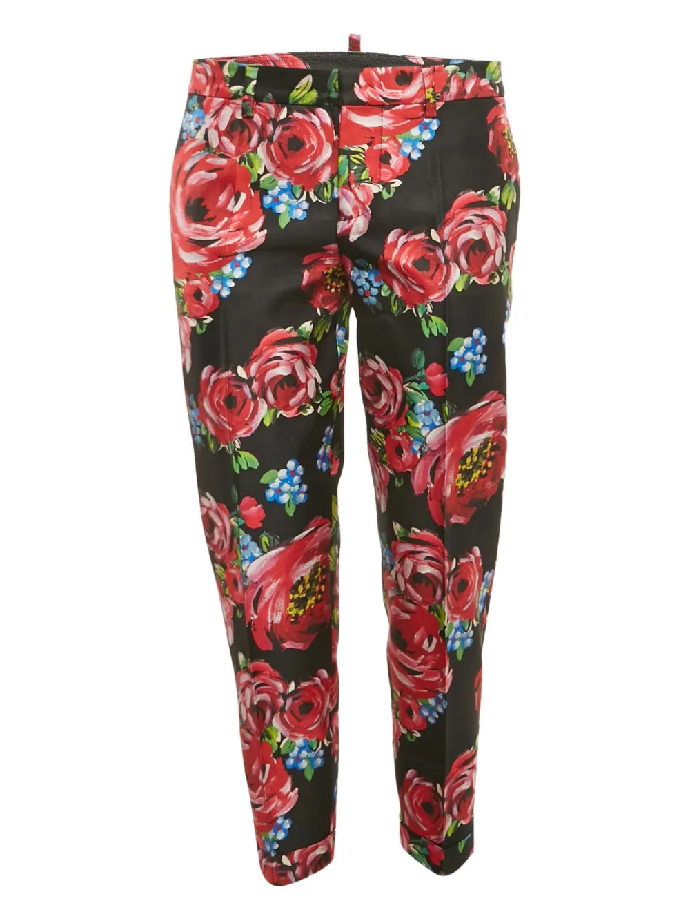 DSQUARED2 Seidenhose mit Blumen-Print | Schwarz | Image 1