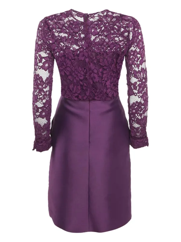 Carolina Herrera Vintage Lace Satin Dress | Purple | FARFETCH