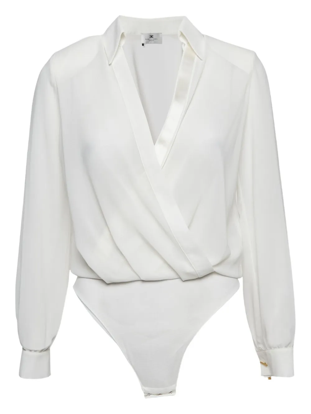 Elisabetta Franchi chiffon wrap-effect bodysuit | White | Image 1