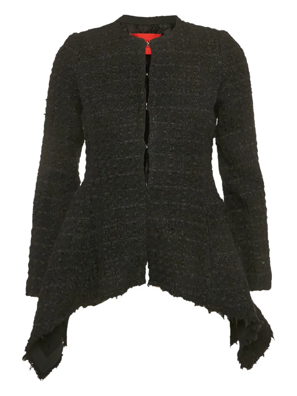 Pre-owned Carolina Herrera Tweed Flared Jacket In Black