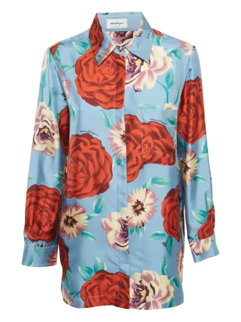 Ferragamo Pre-Owned rose-print buttoned shirt