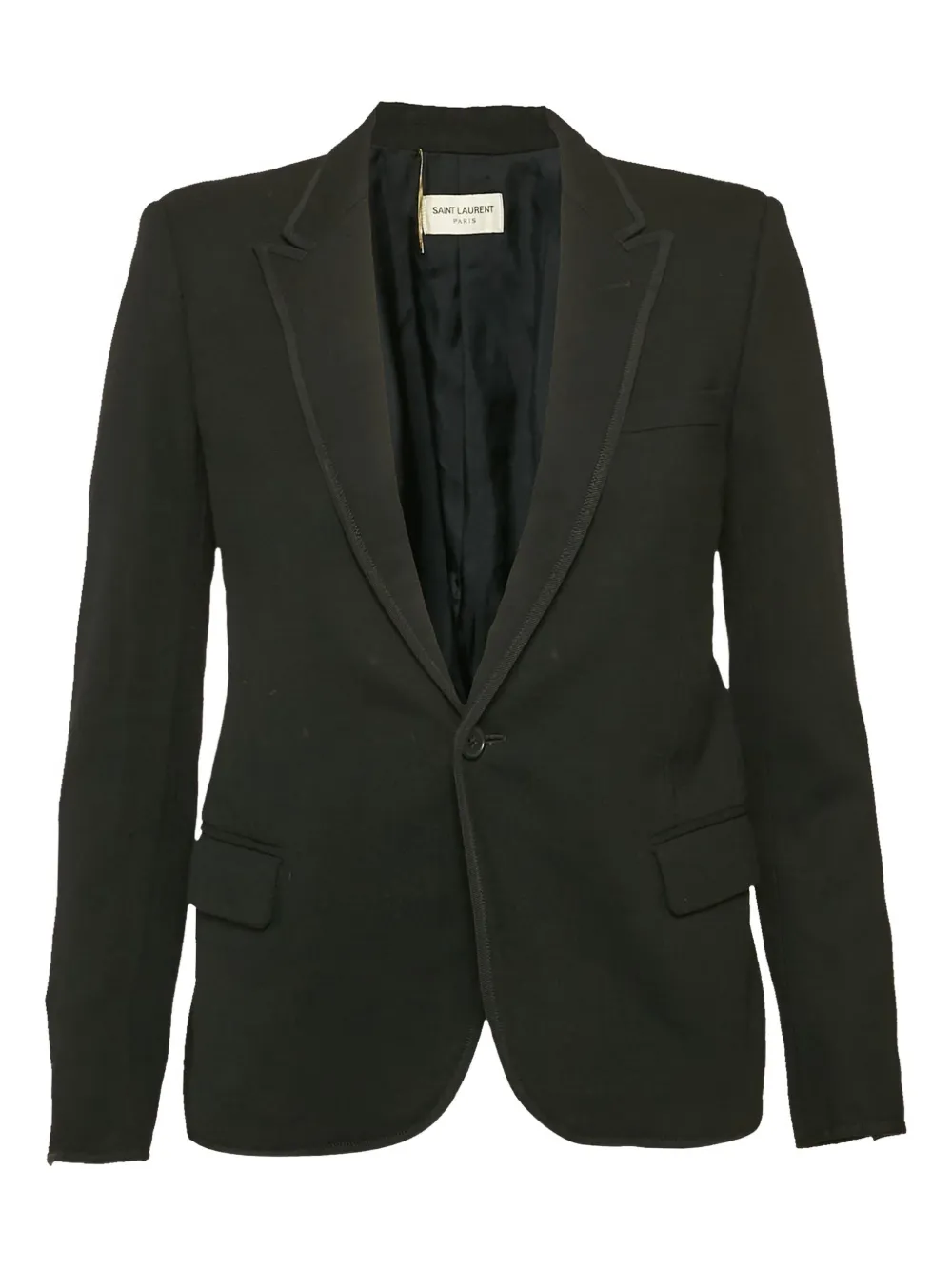 Pre-owned Saint Laurent Peak-lapel Wool Blazer In Black
