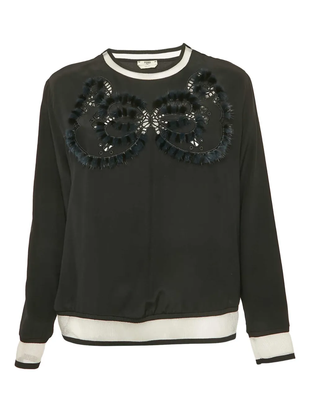 Pre-owned Fendi Embellished Silk Sweater In Black