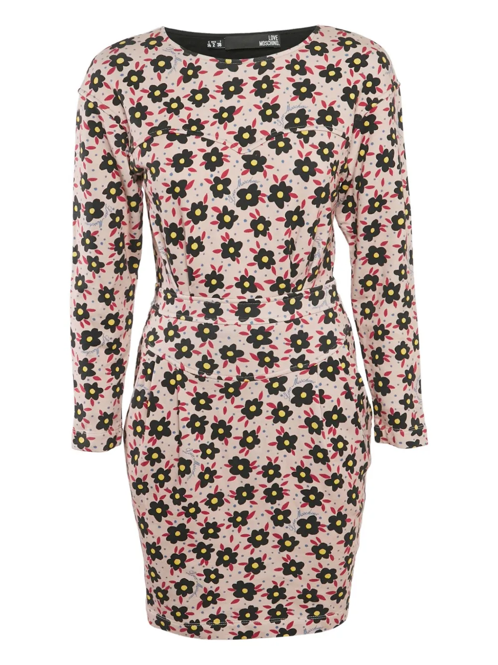Pre-owned Love Moschino Floral-print Mini Dress In Neutral