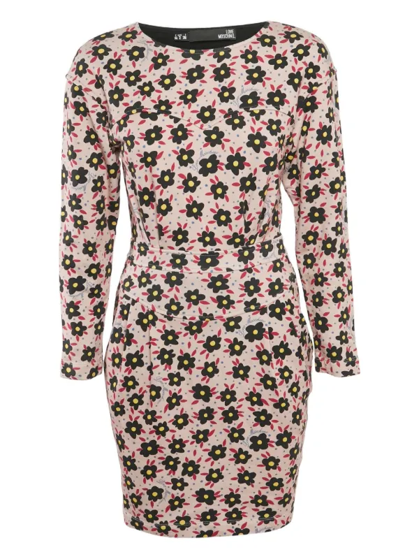 love moschino short dress Love Moschino mini heart print knit dress in black