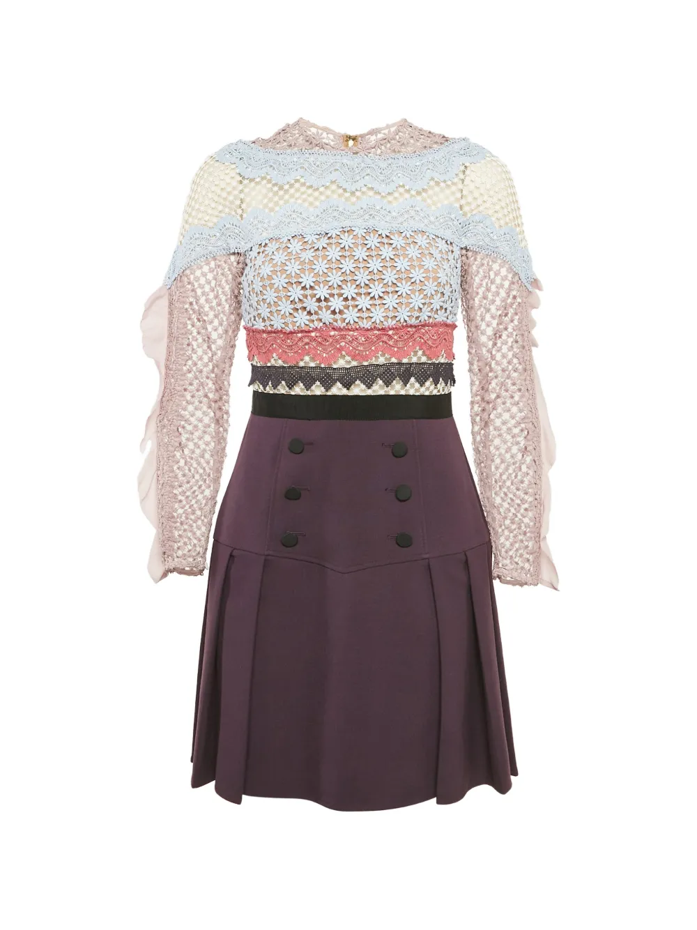 Self-Portrait Abito corto con inserti in pizzo - Viola