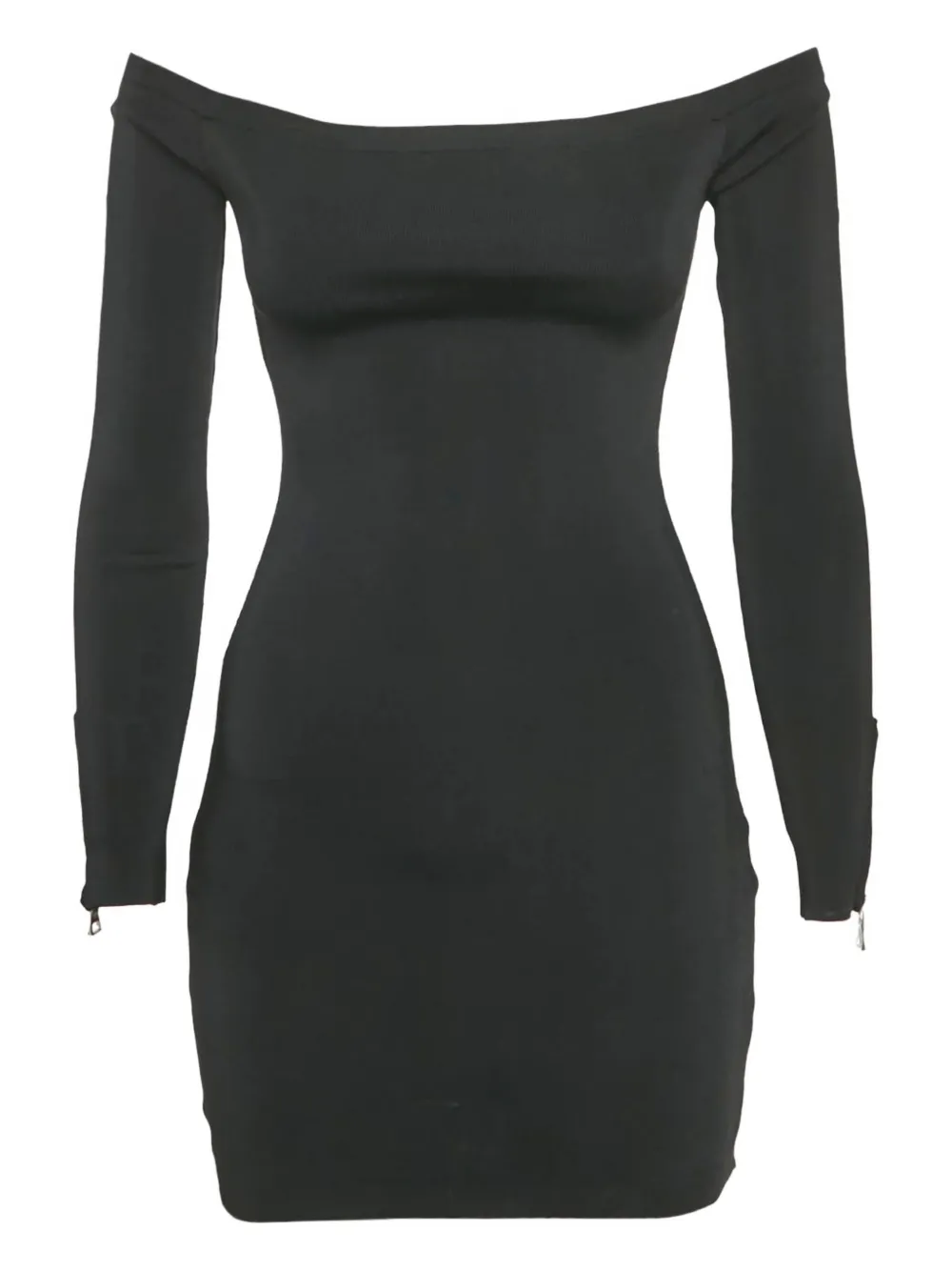 Pre-owned Balmain Ribbed-knit Mini Dress In Black