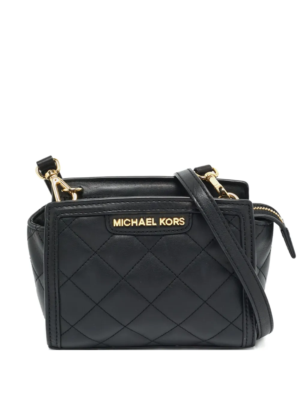 Pre-owned Michael Kors Vintage Quilted-leather Mini Crossbody Bag In Black