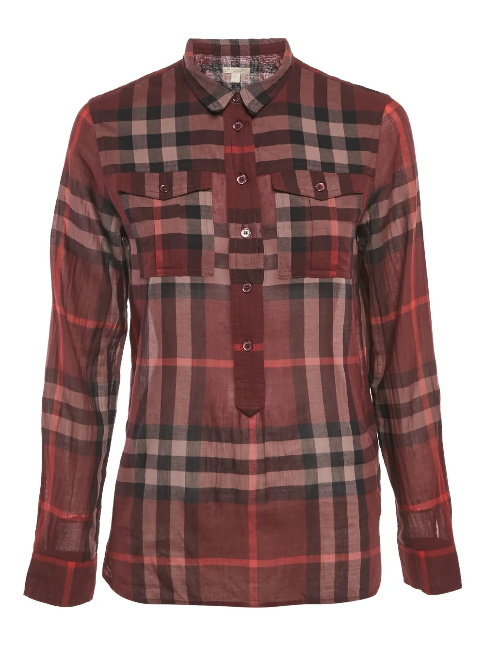Pre-owned Burberry Check Half-placket Shirt In Red
