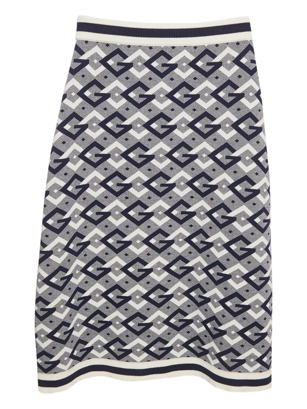 Pre-owned Gucci Pattern-jacquard A-line Skirt In Blue