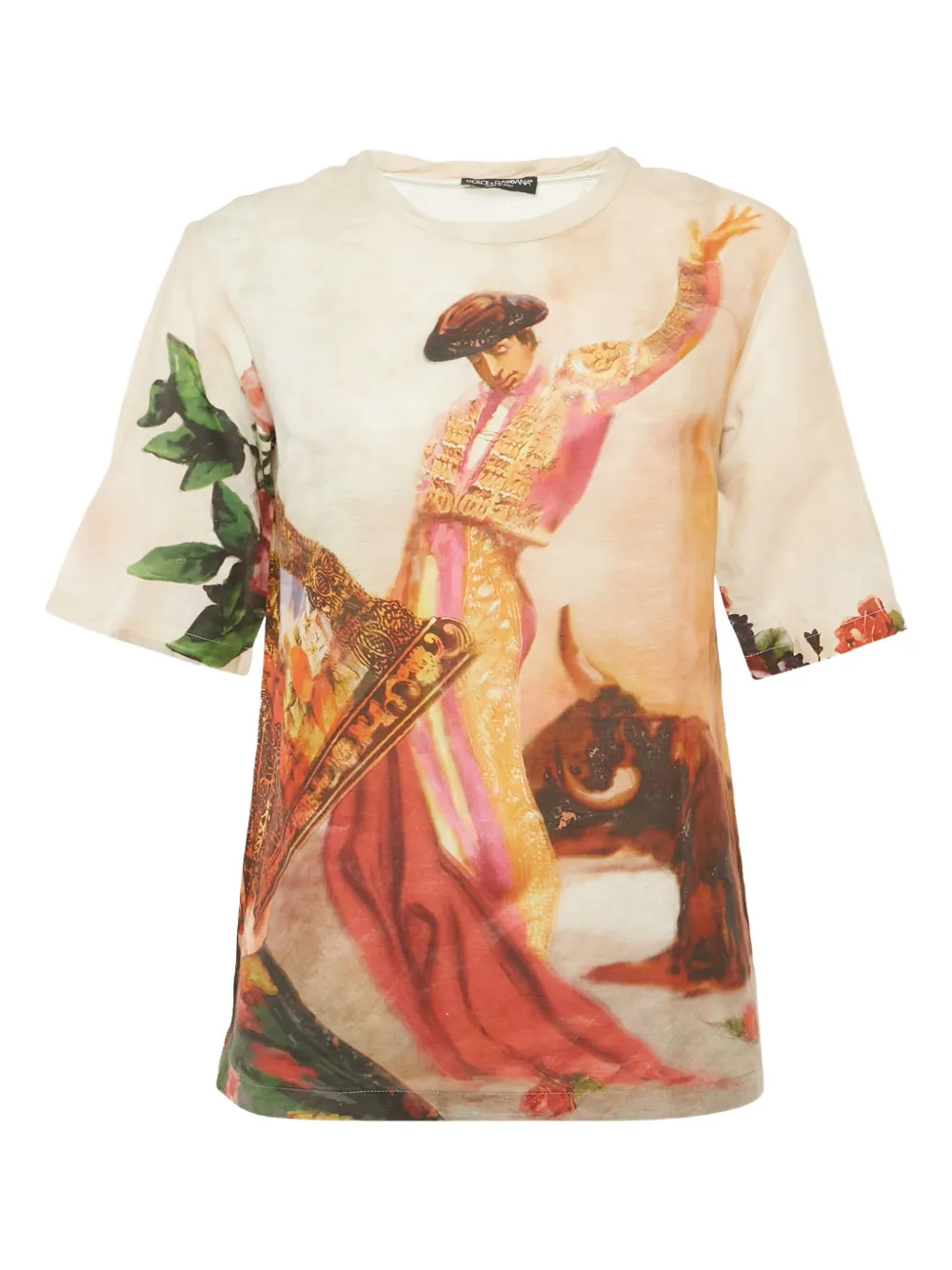 Pre-owned Dolce & Gabbana Bullfighter-print T-shirt In Pink
