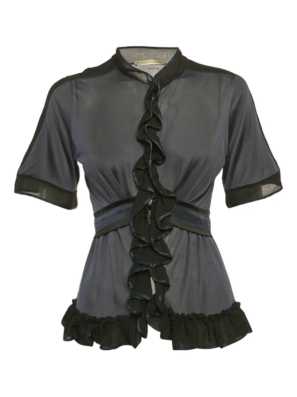 Pre-owned Balenciaga Ruffle-detail Top In Blue