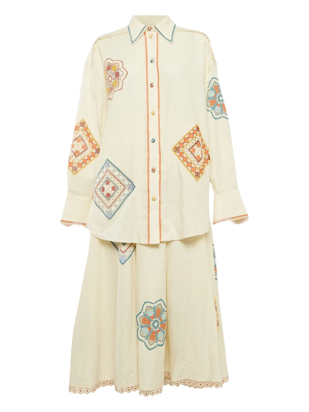 Pre-owned Zimmermann Embroidered Scalloped-edge Suit In Neutral