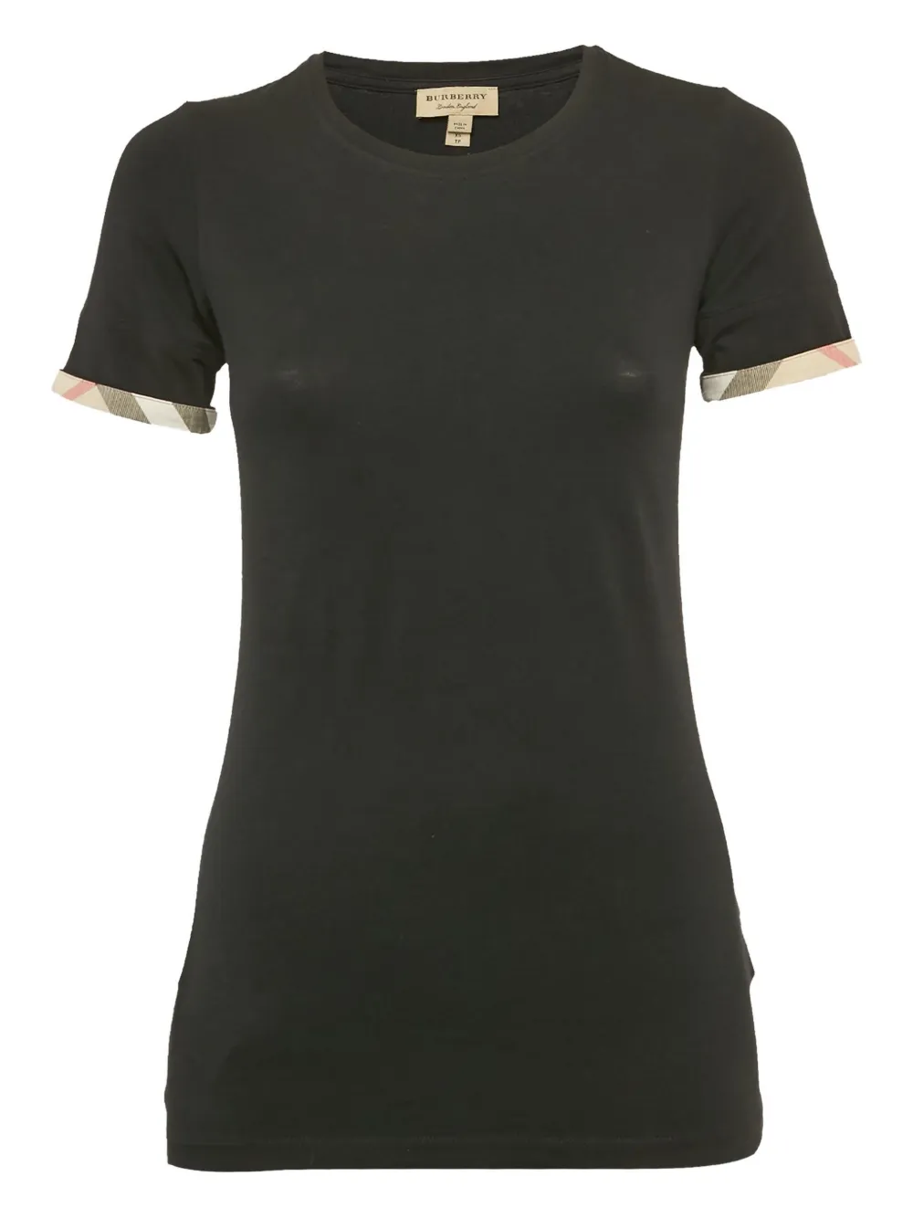 Burberry Pre-Owned playera con ribete a cuadros | negro | Image 1