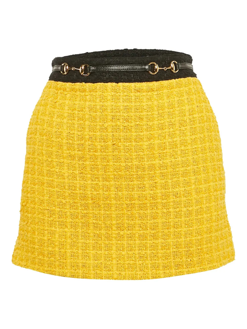 Pre-owned Gucci Tweed Horsebit Mini Skirt In Yellow