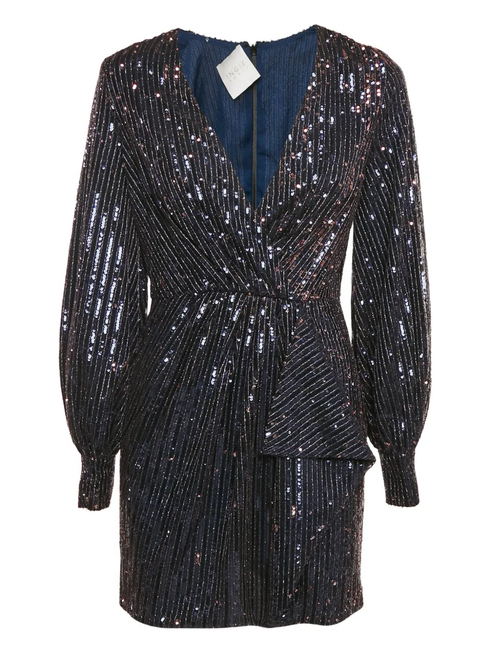 Pre-owned Ingie Paris Sequinned V-neck Mini Dress In Blue