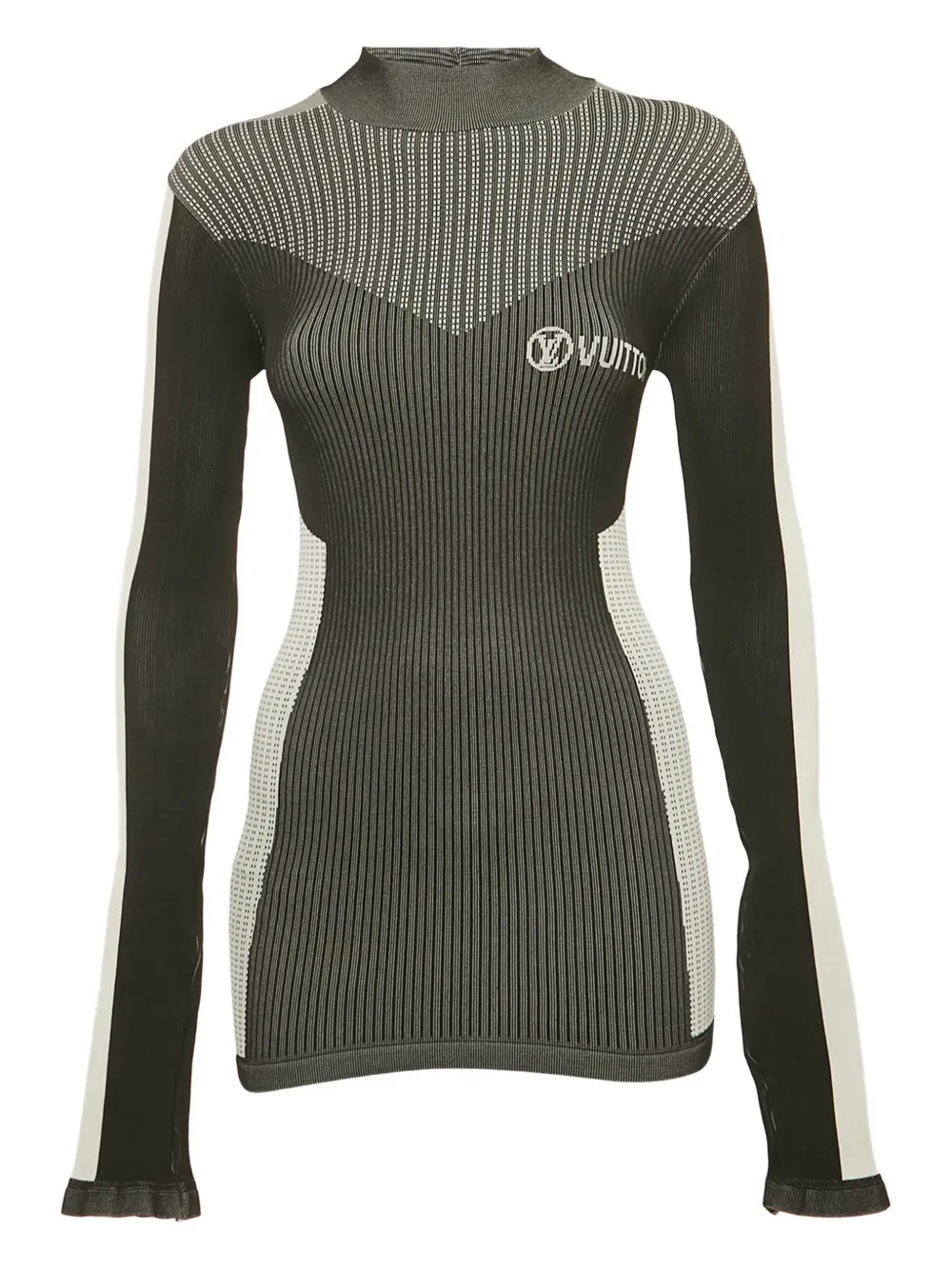Pre-owned Louis Vuitton Rib-knit Mock-neck Top In Gray
