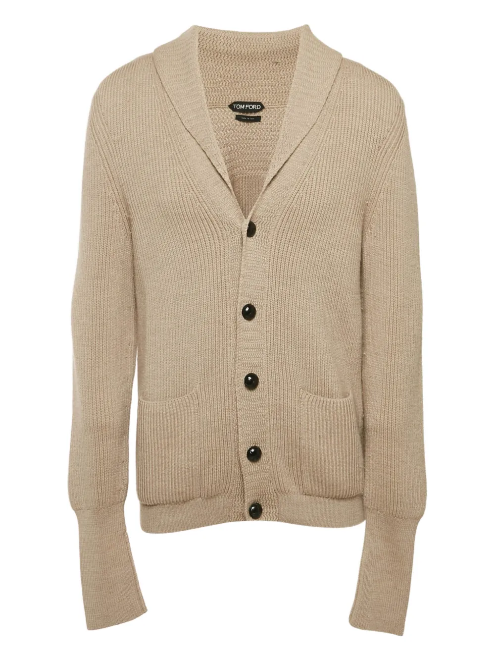 Pre-owned Tom Ford Rib-knit Buttoned Cardigan In Neutral