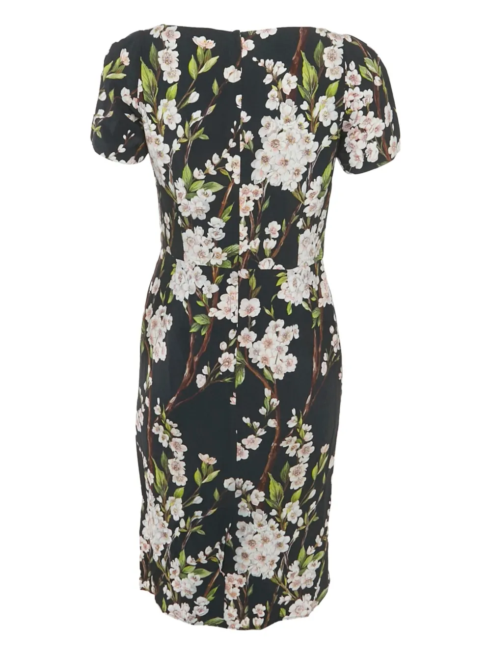 DOLCE & GABBANA Pre-owned Floral-print Short-sleeve Midi Dress In Black