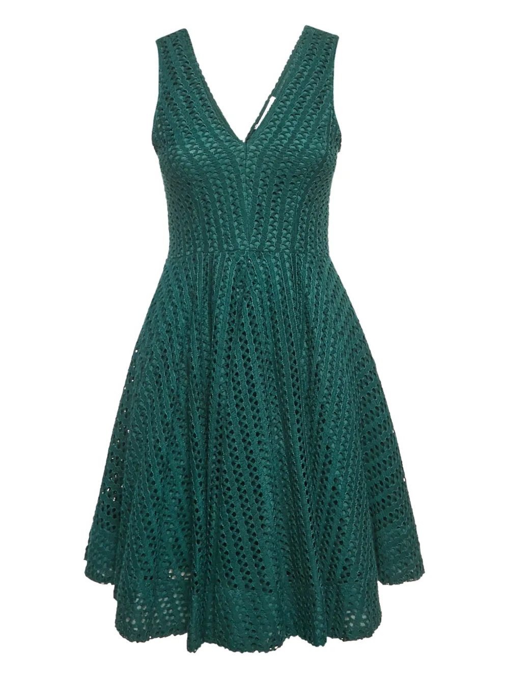 Pre-owned Sandro Crochet V-neck Dress In Green