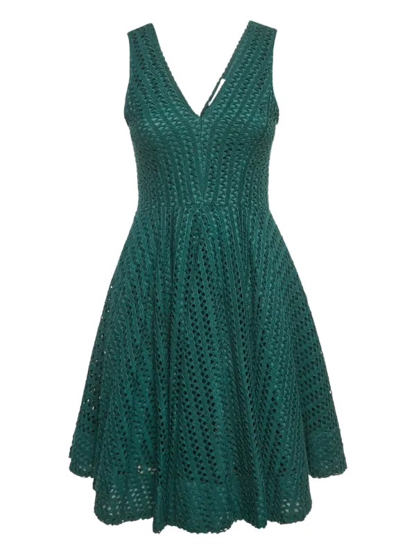 sandro green lace dress Crochet v-neck | summersale40