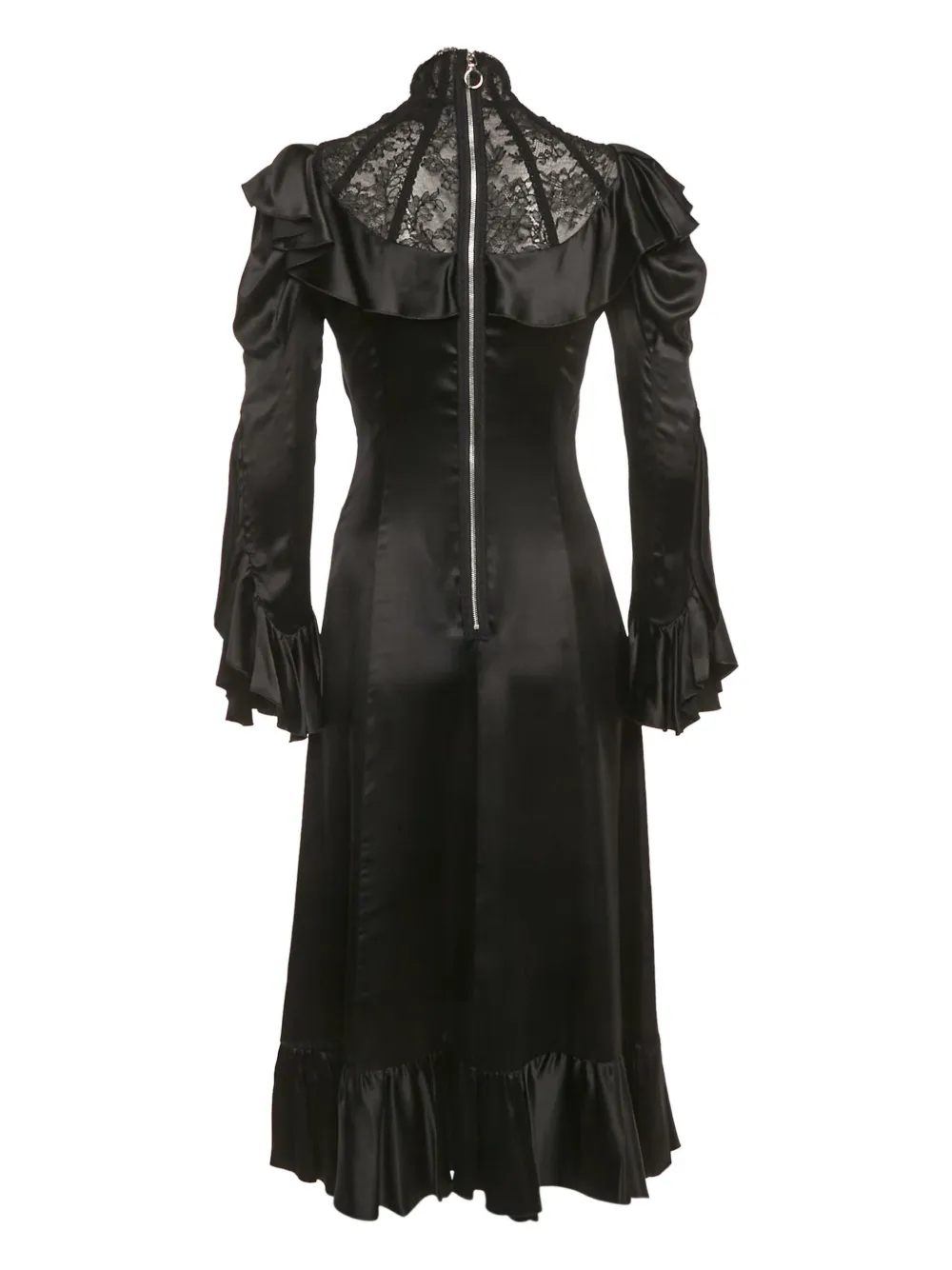 Gucci Pre-Owned Jurk met afwerking van kant en ruches - Zwart