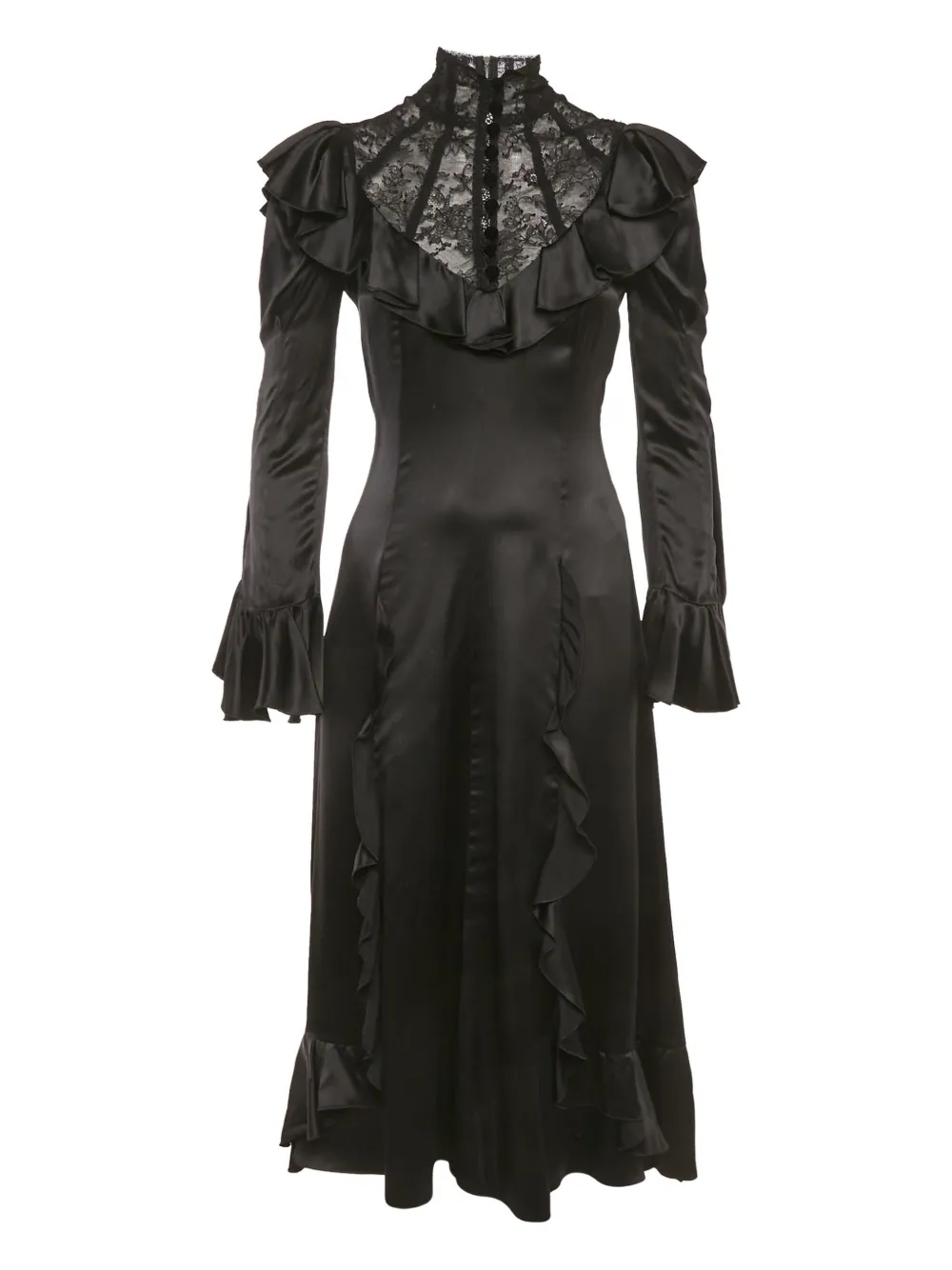 Gucci Pre-Owned Abito con ruches e pizzo - Nero