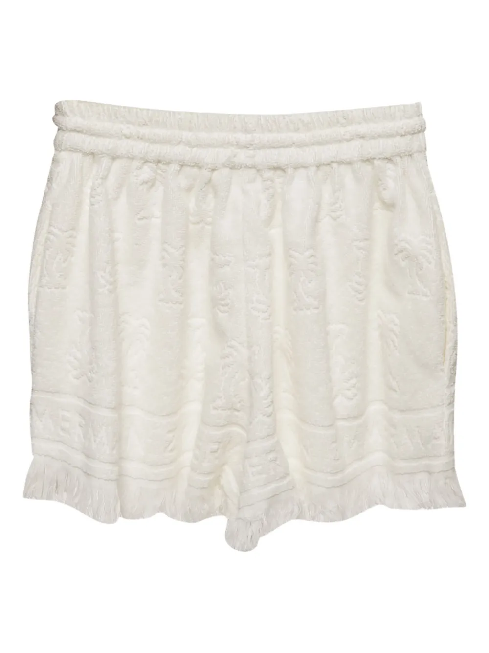 Pre-owned Zimmermann Palm-tree Fringe Shorts In White