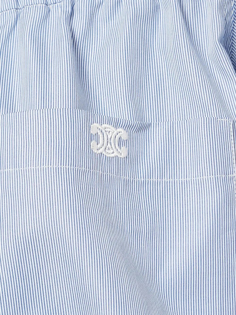 Pre-owned Celine Striped Off-shoulder Blouse In Blue