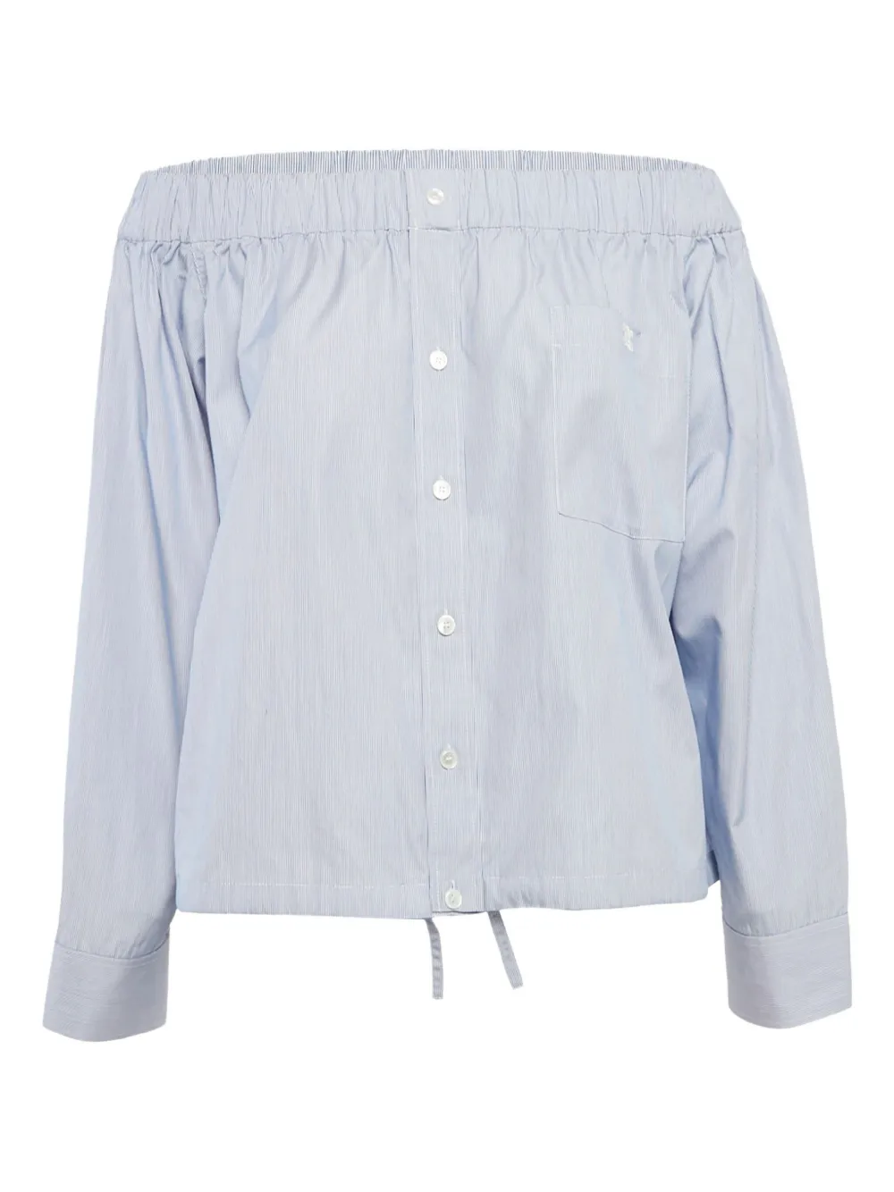 Pre-owned Celine Striped Off-shoulder Blouse In Blue