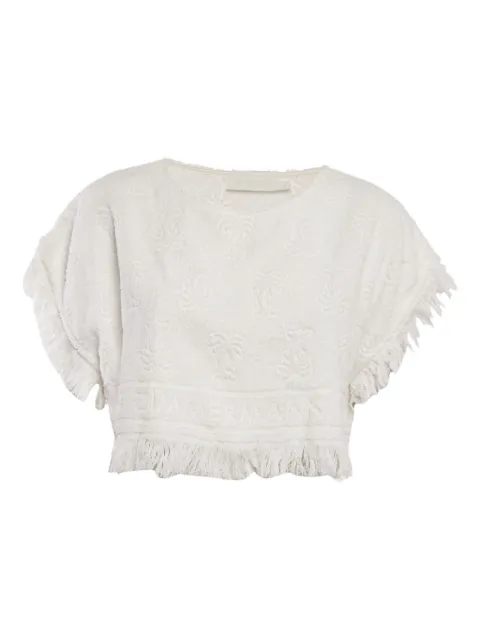ZIMMERMANN top con flecos y palmeras estampadas