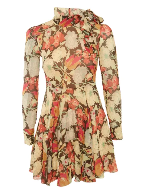 RED Valentino floral-print long-sleeve mini dress